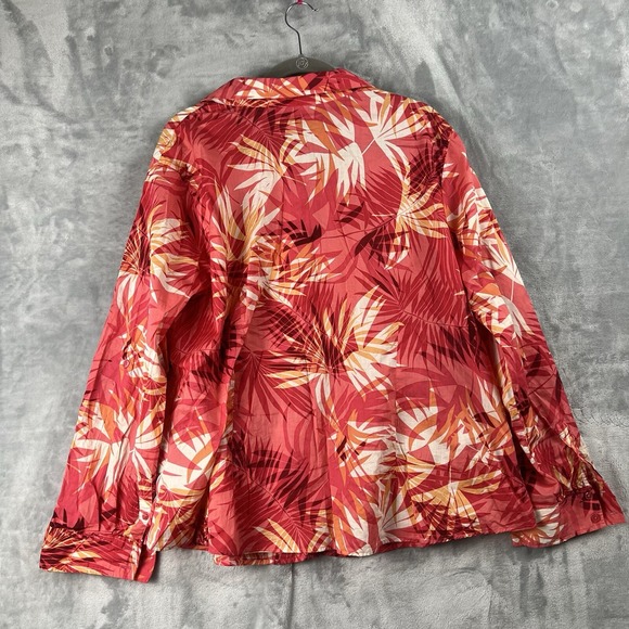 Caribbean  Joe Women  Shirt Womens 2X Tropical Floral Hawaiian 100% Cotton - Picture 5 of 11